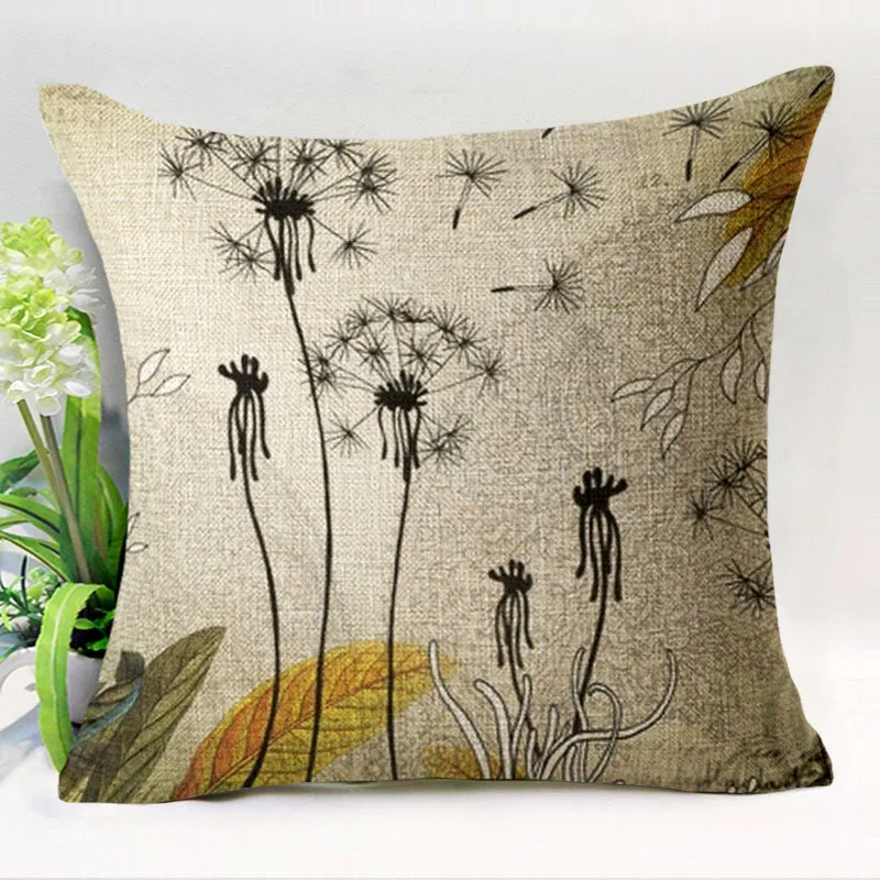 Чехлы для подушек растительный красивый Одуванчик хлопковый льняной чехол