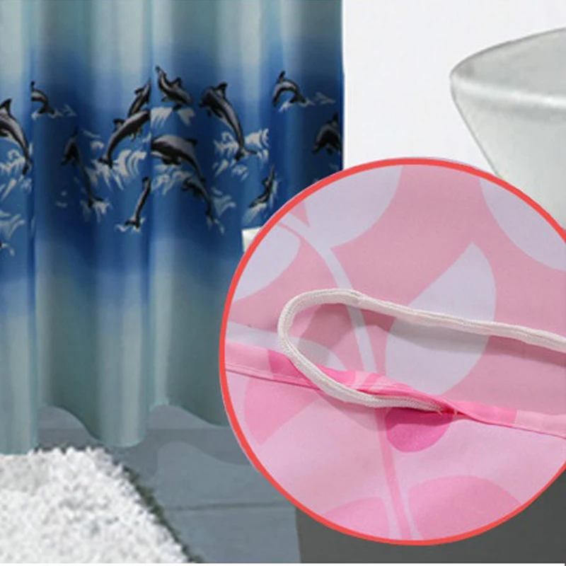 

Dolphin Bath Clean Bathroom Thicken Waterproof Mildew Polyester Cloth Shower Curtain with plastic hook Bathroom supplies SK-13A
