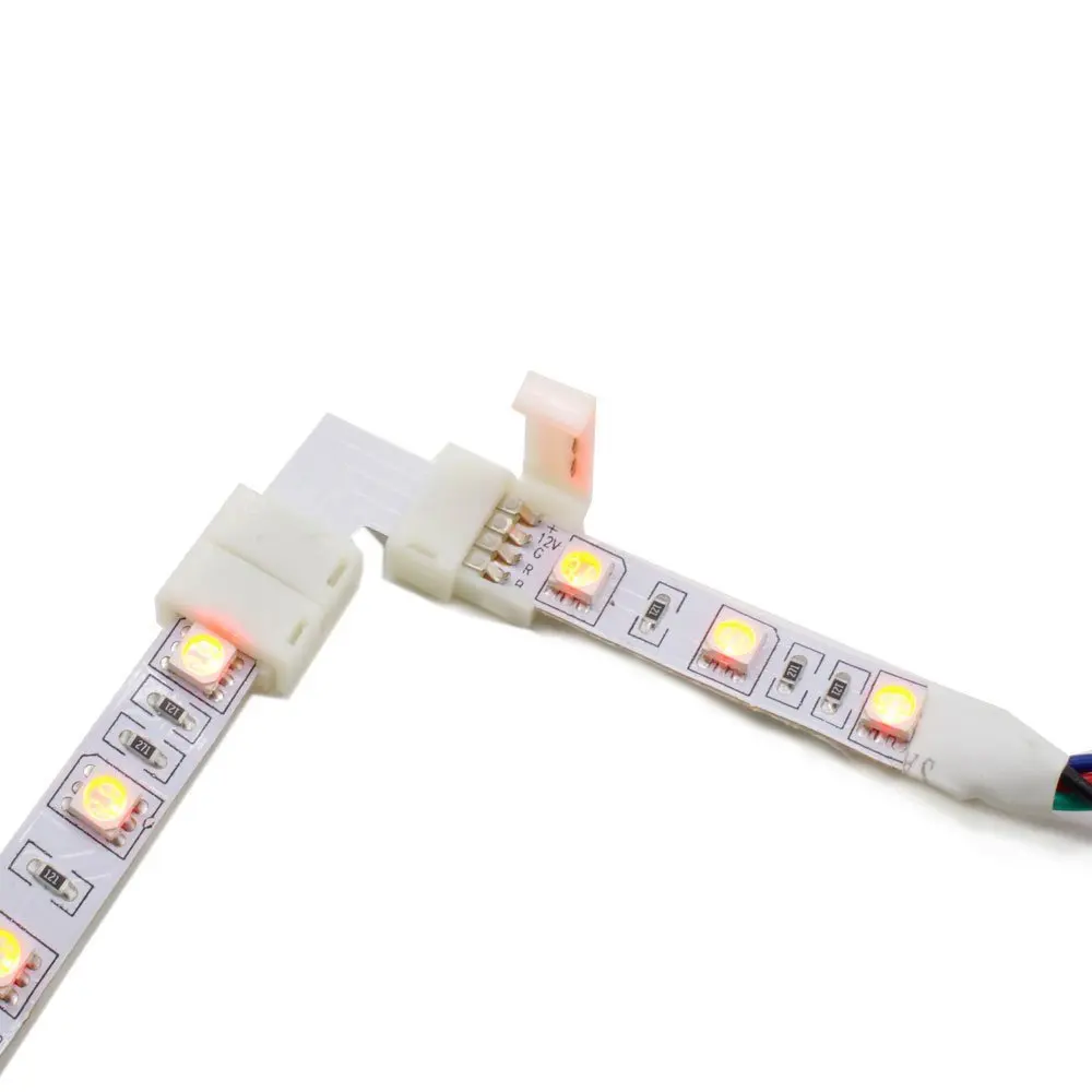 Светодиодный rgb-коннектор 10 мм 4-контактный разъем L-образной формы для