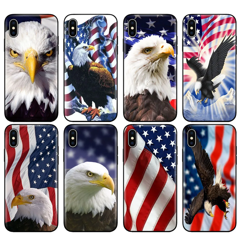 Черный ТПУ чехол для iphone 5 5s SE 2020 6 6s 7 8 plus x 10 XR XS 11 pro MAX Eagles флаг США|Бамперы| |