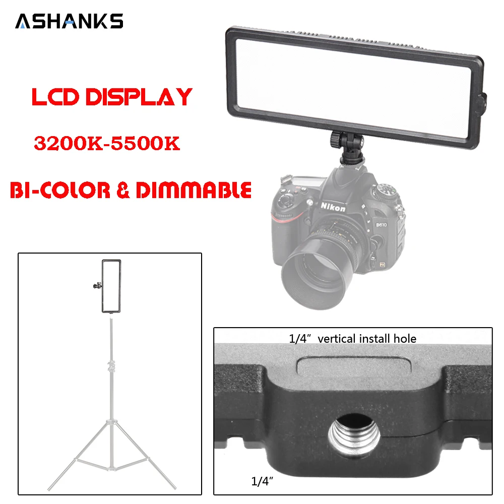 

LCD Display Camera Video Light Led On Camera Bulbs 3200-5600k 16W Pad Panel Light for Photography Tripod Stand Canon Nikon DSLR