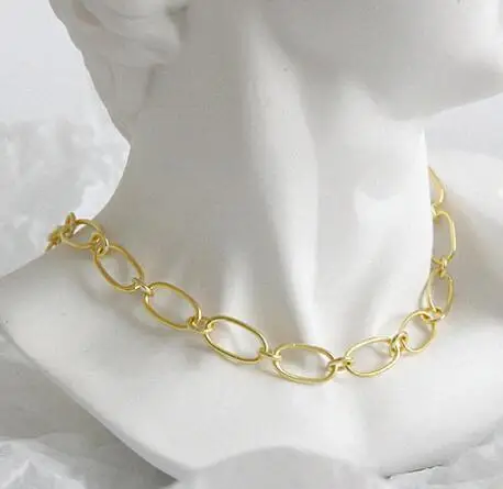 gold Шанис 925 пробы серебро INS тату-чокер стрейч Цепочки и ожерелья Для женщин ретро Винтаж эластичный колье-чокер Цепочки и ожерелья для девочек, ювелирное изделие, подарок - Окраска металла: gold