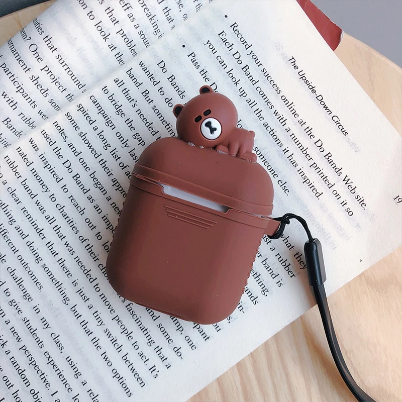 Мягкий мультяшный чехол для наушников Apple Airpods силиконовый аксессуаров