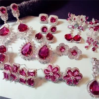 eardrop earrings for women rose red ruby gemstone s925 sterling silver luxury hyperbole temperament fine jewelry wedding brincos