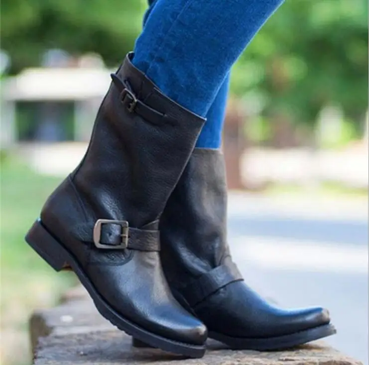 Zapatos mujer Ботинки martin Женская обувь Искусственная кожа на низком каблуке в