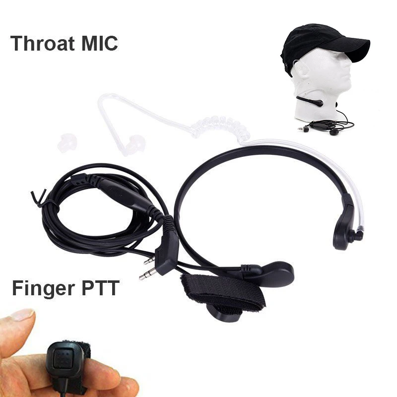 

Throat Mic Earpiece Headset Finger PTT Radio Transceiver For Baofeng UV5R 888s Radio Walkie Talkie For KENWOOD NX220/NX320