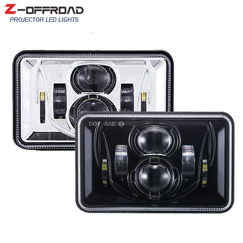 Черный/хром 4x6 дюймов светодиодные фары для грузовиков DOT EMARK 12V 24V герметичные
