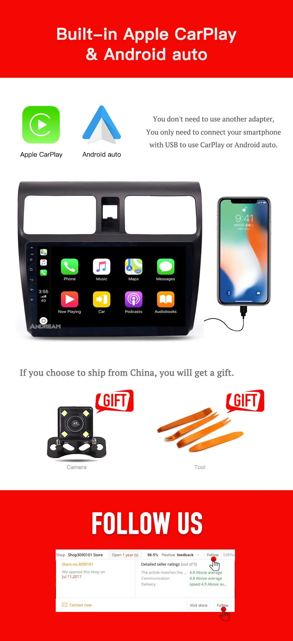 Android 8,1 2+ 32G 10,1 дюймов carplay Автомобильная Мультимедийная система для Suzuki Swift 2005- gps навигация головное устройство радио Bluethooh