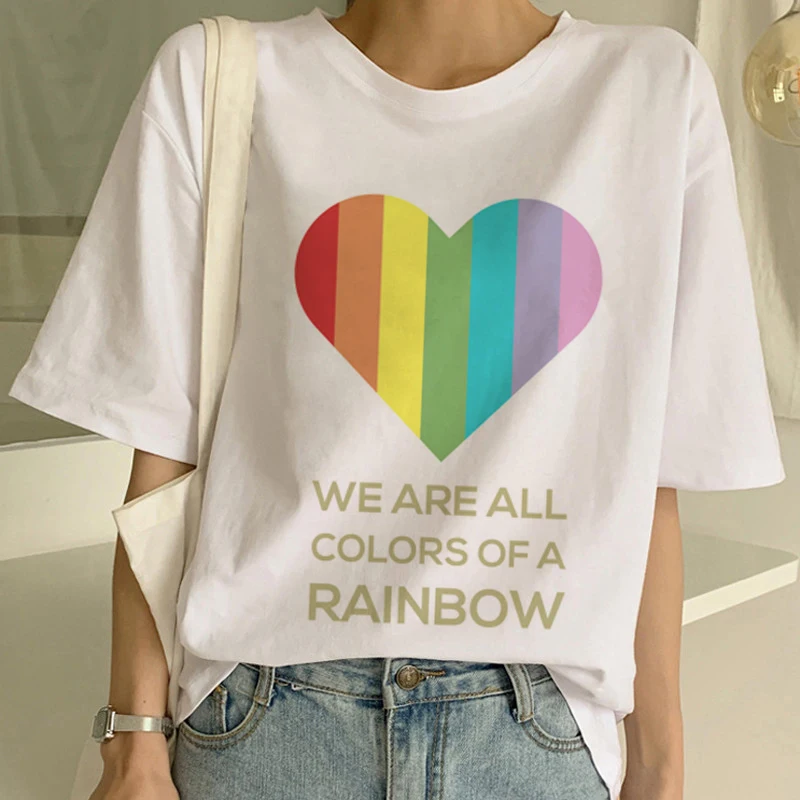 3151 Футболка с радугой, милая Футболка Harajuku, женская футболка Ullzang Rainbow Unicorn, модная футболка с коротким рукавом, Kawaii, женские футболки - Цвет: 3151