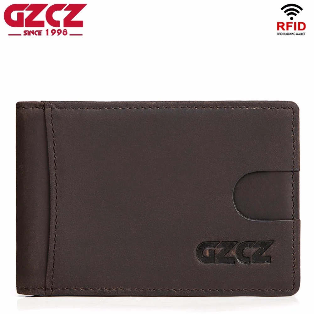 GZCZ мужской кошелек тонкий передний Карманный rfid держатель для карт