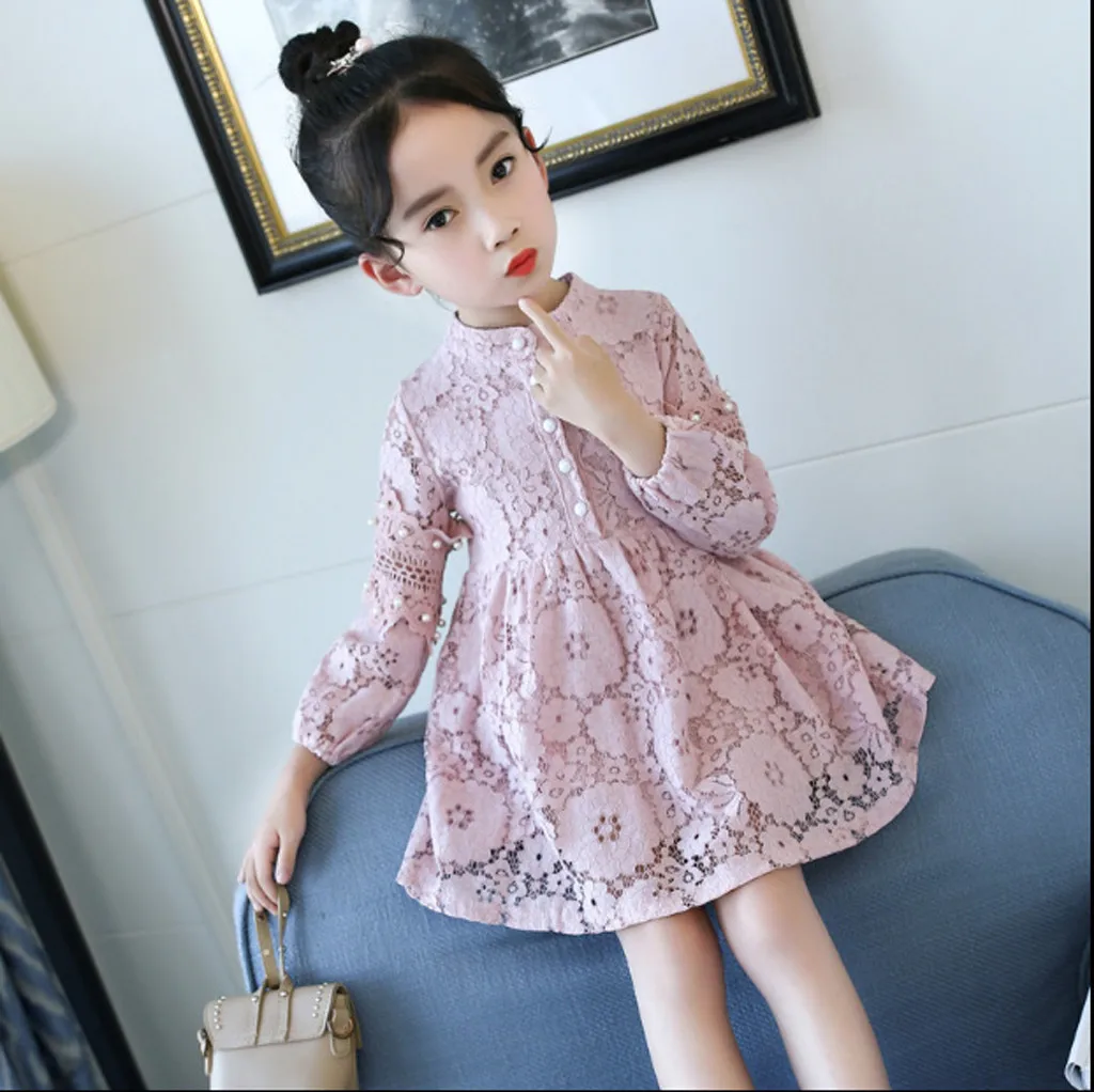 Girls Dress 2019 Vestidos Lace Long Sleeve 10 to 12 13 Years Party Wedding Casual Little Princess Kid Dresses Baby Clothes 19Jul | Детская