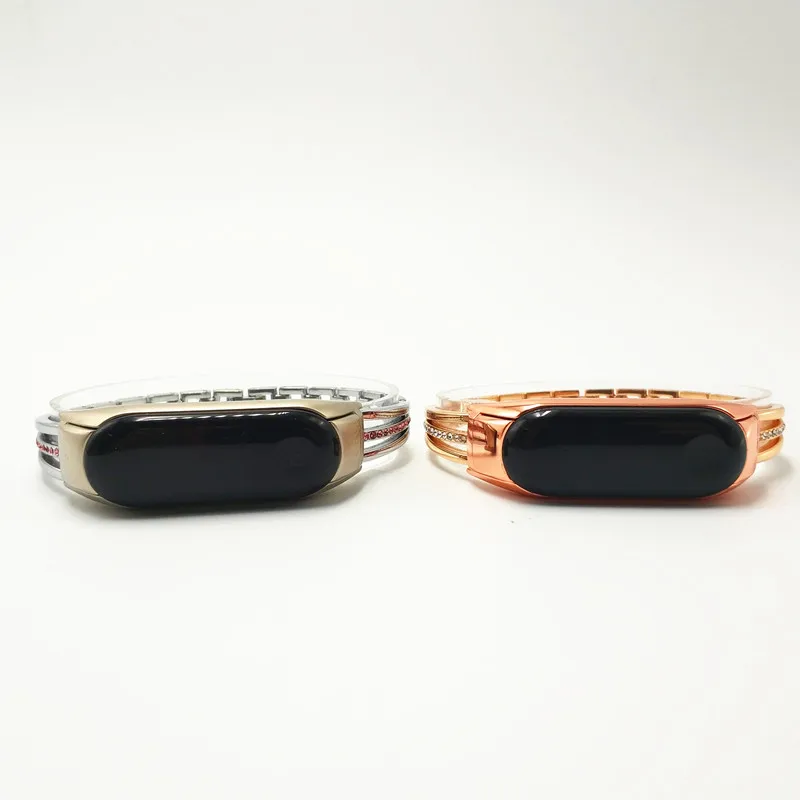 Miband 3 Часы Браслет из натуральной нержавеющей стали ремешок для Xiaomi Band 3 с бриллиантовым ремешком для часов Correas De Reloj