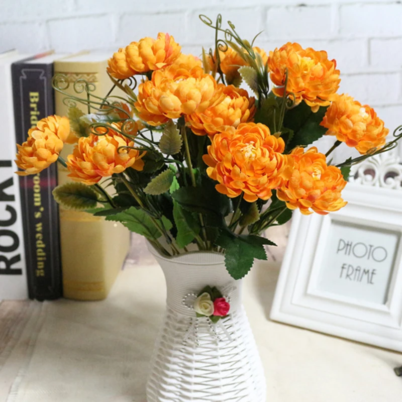 Искусственная хризантема из шелка с 7 головками маргаритки Цветы DIY букет для