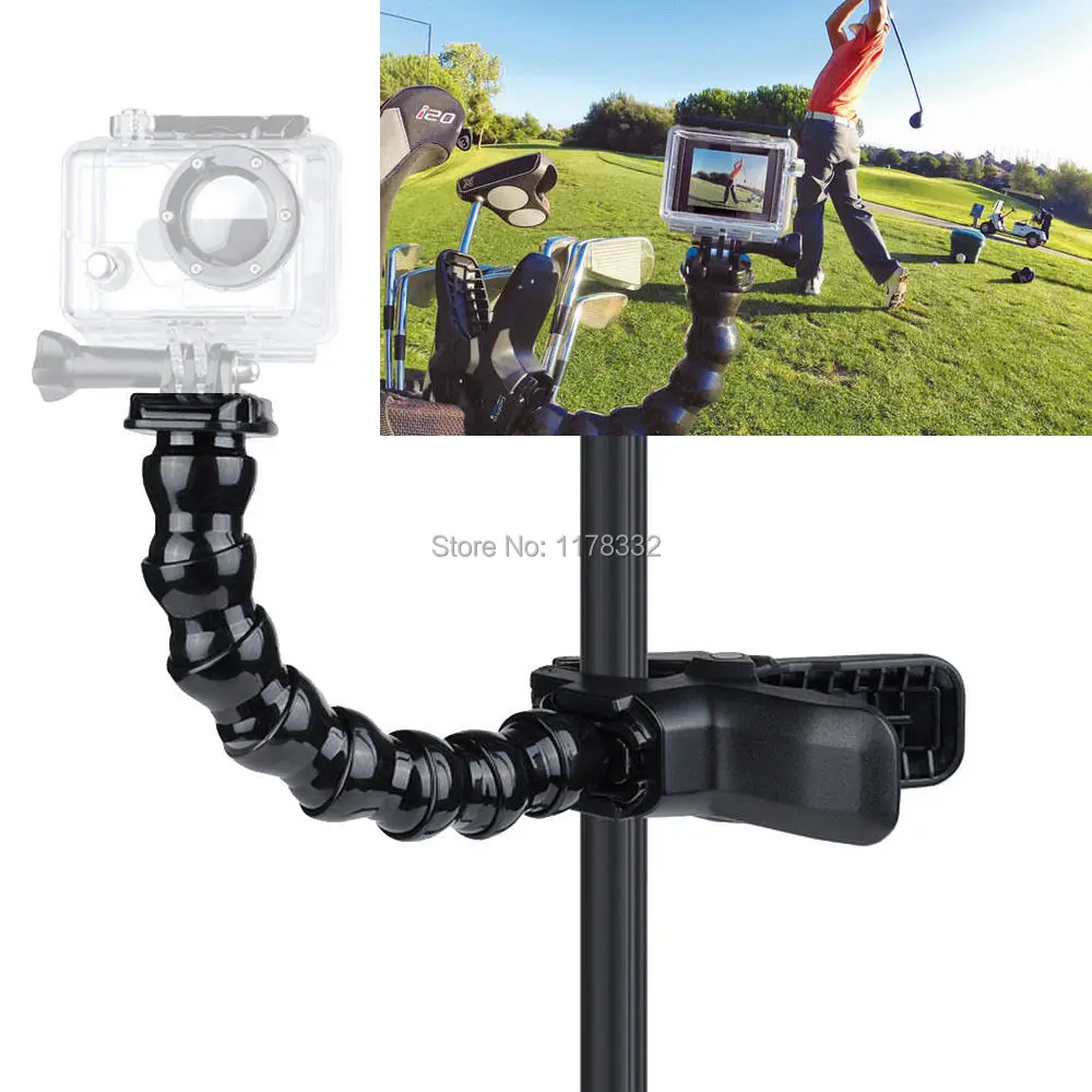 

Gopro Accesories, Go pro Jaws Flex Clamp Mount and Adjustable Neck for GoPro Hero2 Hero 8 7 6 sj4000/sj5000 Camera Black Edition