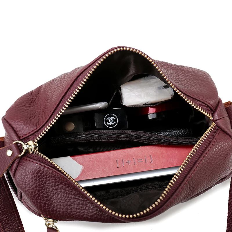 

Nuleez Brand Shoulder Strap Bag Real Leather Women Handbags Flap Red Soft Crossbody Bags For Women Zipper Summer Handbags 3103