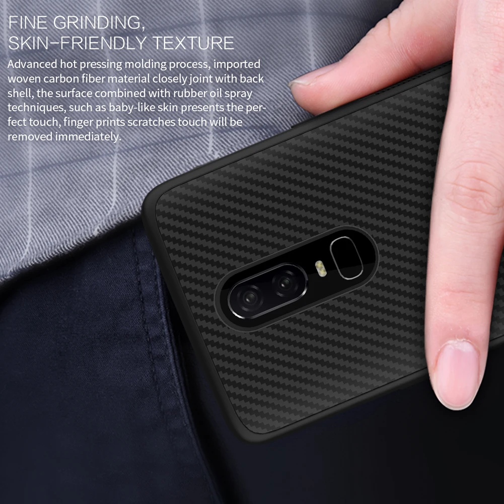 Чехол для OnePlus 6 T, чехол для OnePlus 6, Nillkin, синтетическое волокно, углеродное волокно, полипропиленовый пластиковый чехол для One Plus 6