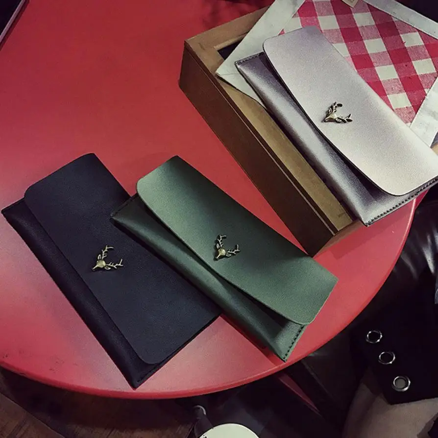 Новый Кошелек для монет Женский кошелек с головой оленя женский клатч на длинной