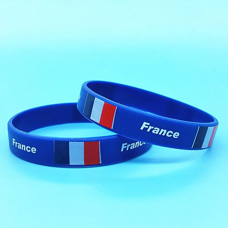 1000pcs France Flag Engraved Print Rubber Bracelet Men Sport Game Silicone Band Wristband Custom Made Wrist Strap Bangle Gifts | Украшения
