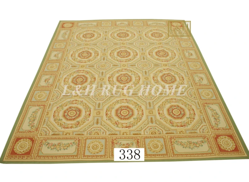 Бесплатная доставка 12 'x 12' Aubusson ковры шерстяные Красный Дизайн Французский