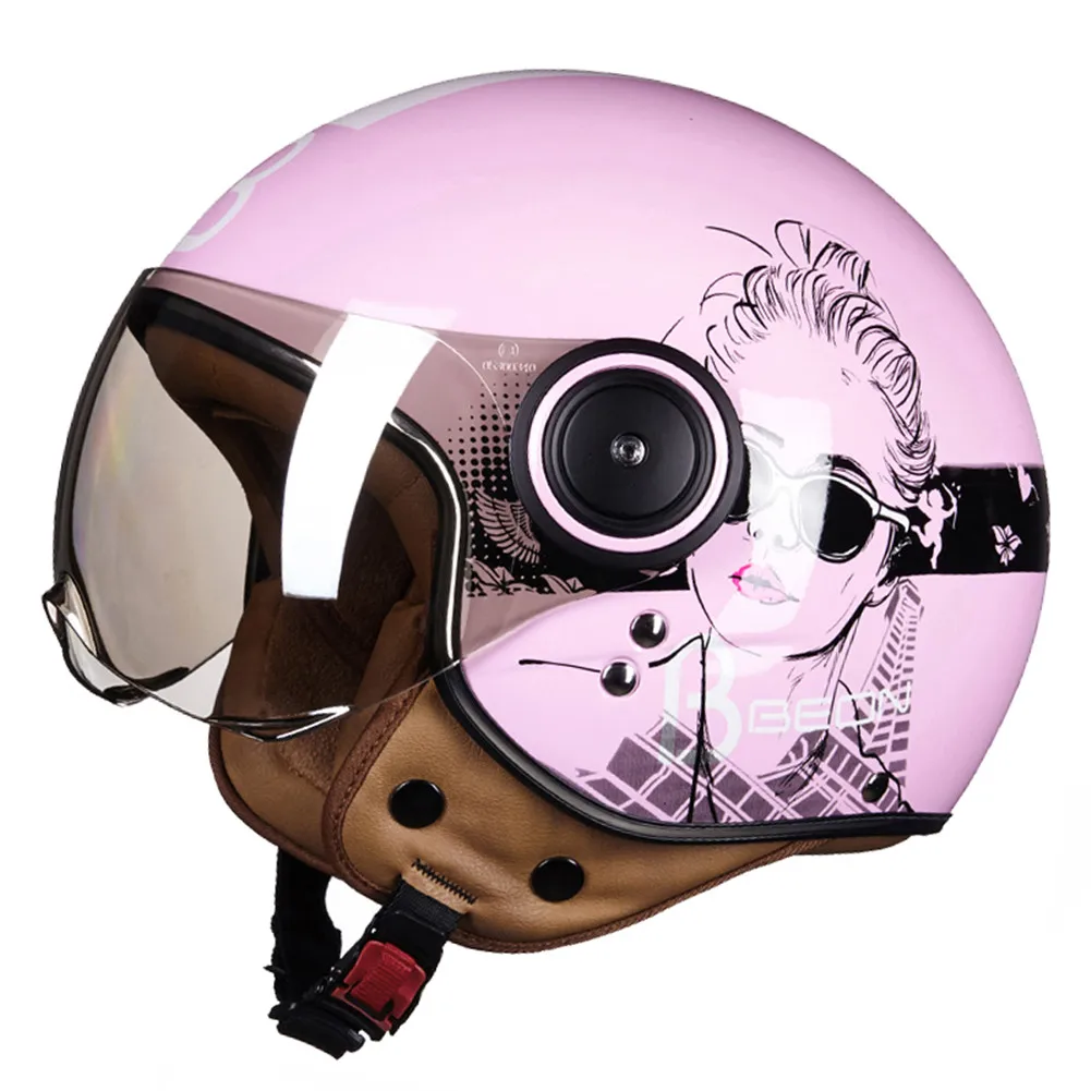 BEON moto rcycle шлем для скутера 3/4 с открытым лицом винтажный женщин Casque Casco cicleta Capacete