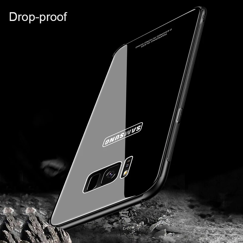 Роскошные S8 S9 плюс Note8 случае гибридный закаленное Стекло задняя крышка для samsung +