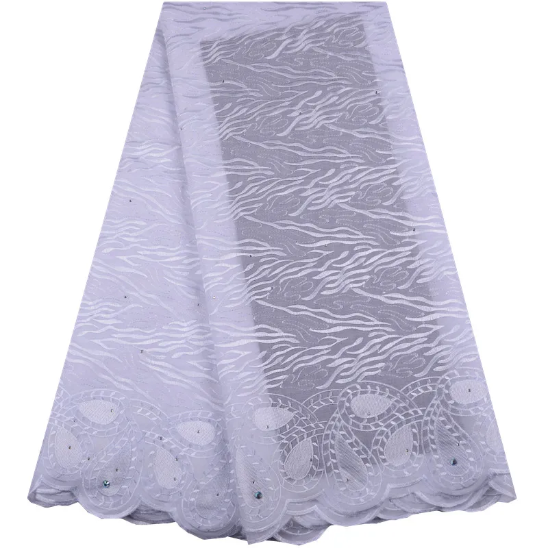 

White Color African Swiss Voile Lace For Wedding Dress Sewing High quality French Stones Swiss Voile Laces Switzerland F1488
