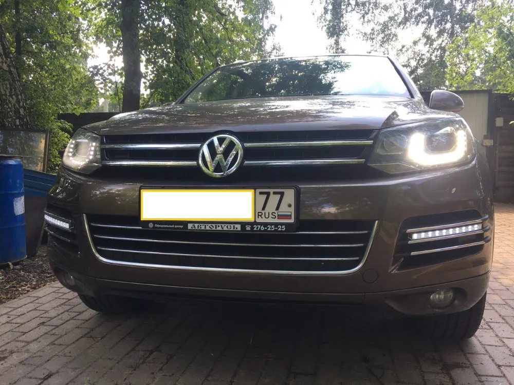 SUNKIA 2 шт./компл. Водонепроницаемый Светодиодный дневной светильник DRL Для VW Volkswagen Toureg с указатели поворота и серым Функция