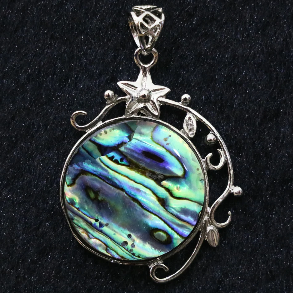 Новая Зеландия природных ушка круглые на плоской подошве 33*40 мм филигрань цветок