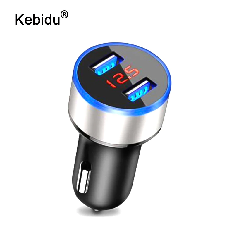 3.1A устройство для автомобиля с двумя портами USB Зарядное устройство 2 Порты ЖК-дисплей Дисплей 12-24V прикуриватель прикуривателя автомобиля Зарядное устройство для iphone samsung xiaomi huawei LG