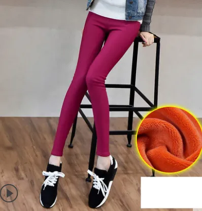 Purple red Makuluya холодный зимний суперзамок теплые женские леггинсы утолщенные внутренние меховые узкие леггинсы тонкая талия Волшебная фигура леди леггинсы SQW - Цвет: Purple red