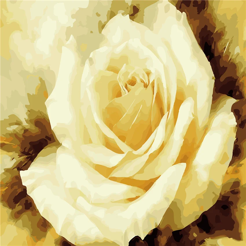 

Beige Rose Blooming Picture Painting By Numbers Modern Wall Art Picture DIY Hand Painted Canvas Coloring Home Decor 2017 Gift