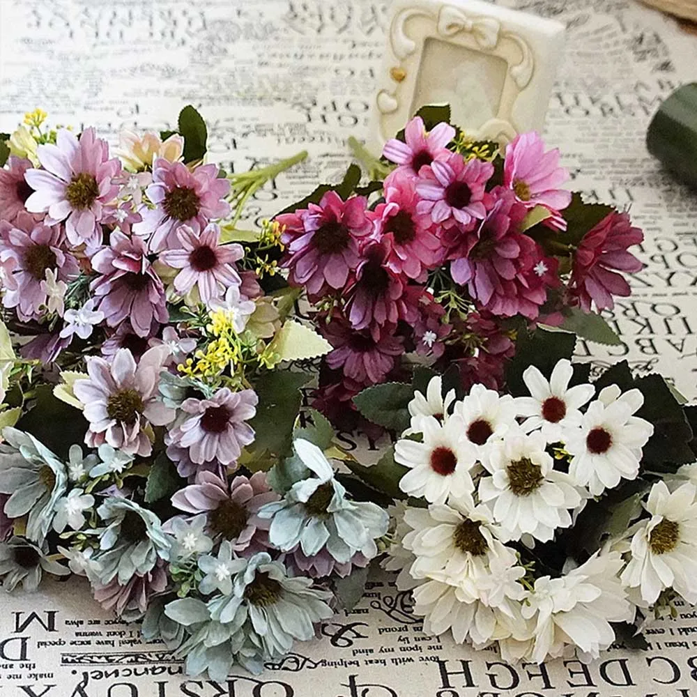 

Silk daisy fake Leaf Wedding Home vase Party artificial plants for Decora plastic flowers ornamental flowerpot simulation flower