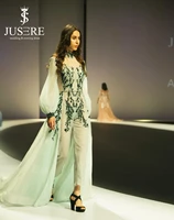 jusere couture dress runway jumpsuit dress with train long sleeves desiger rompers for muslim women party