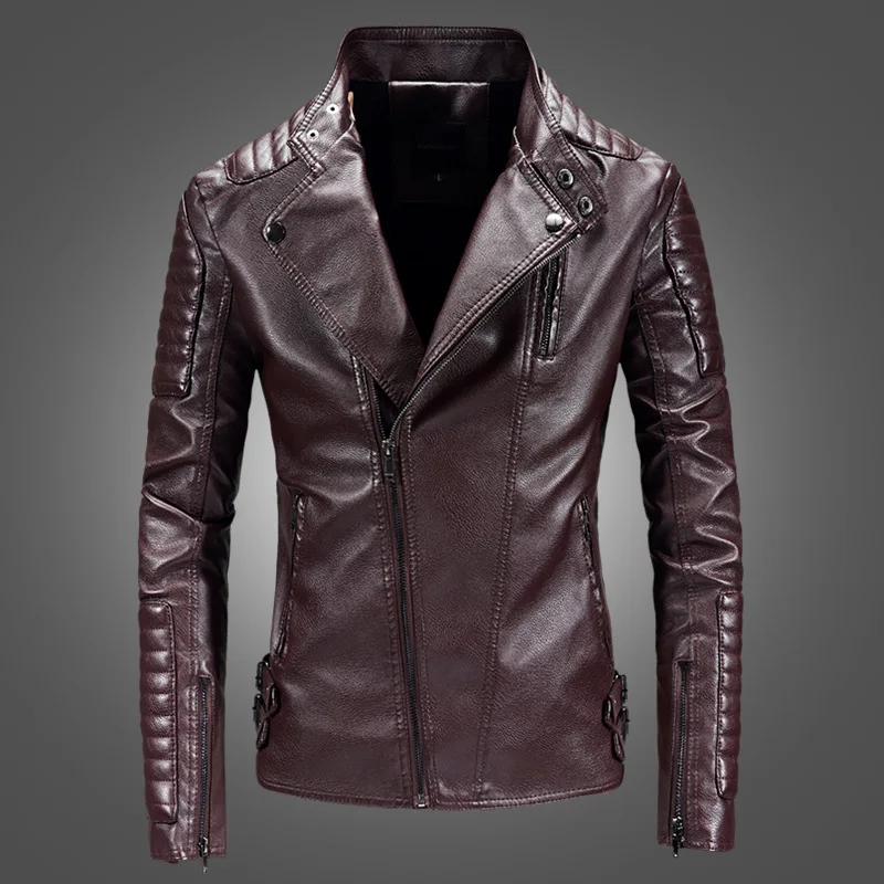 CHUQING Spring and Autumn Leather Jacket Men's Fashion Slim Motorcycle | Мужская одежда
