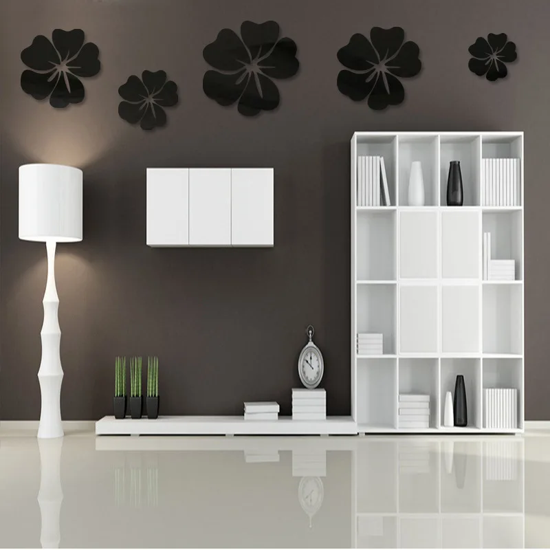 5 шт./лот 3D цветы обои зеркало акриловые наклейки гостиной спальня Туалет ТВ