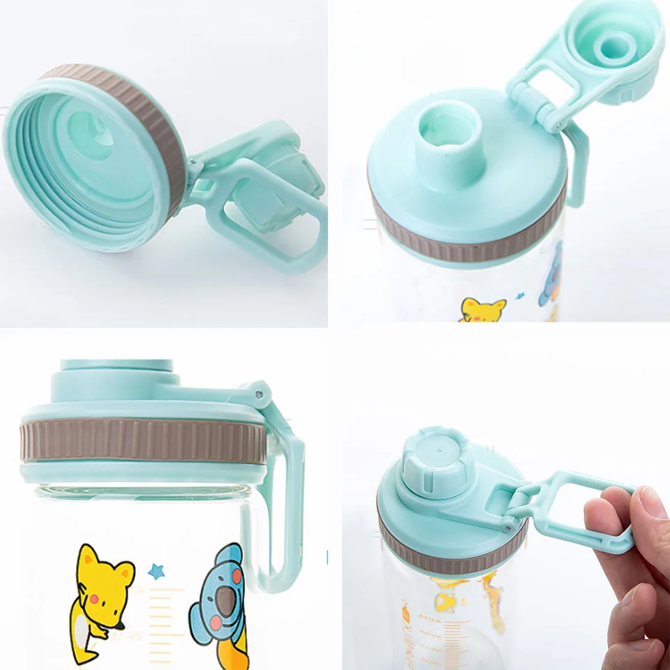 Transhome Милая стеклянная бутылка для воды с соломенной бутылкой 500 мл креативный