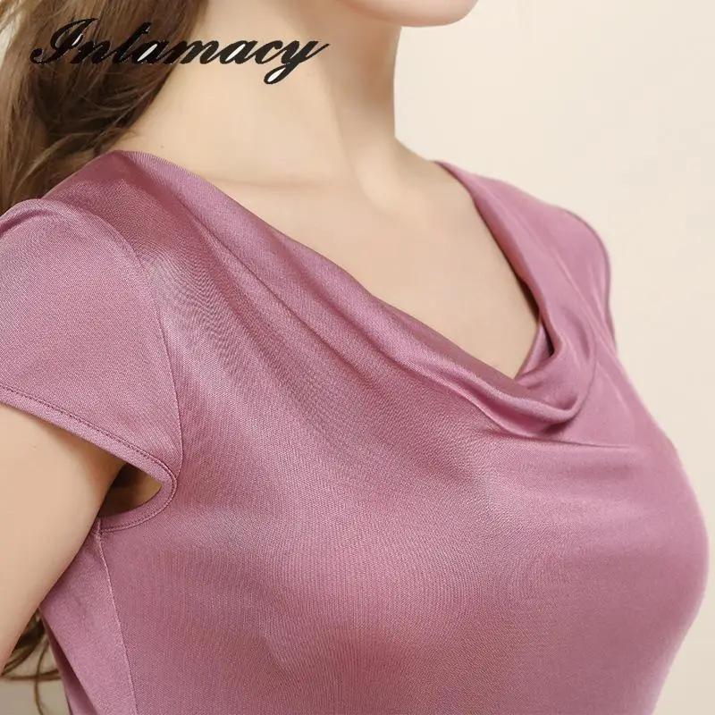 Новинка лета 100% вязаная футболка из натурального шелка женская рубашка без