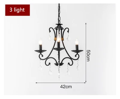 3 light Американская люстра в стиле кантри садовые лампы из ковкой стали Ретро освещение в аудитории креативная спальня гостиная хрустальные люстры - Цвет абажура: 3 light
