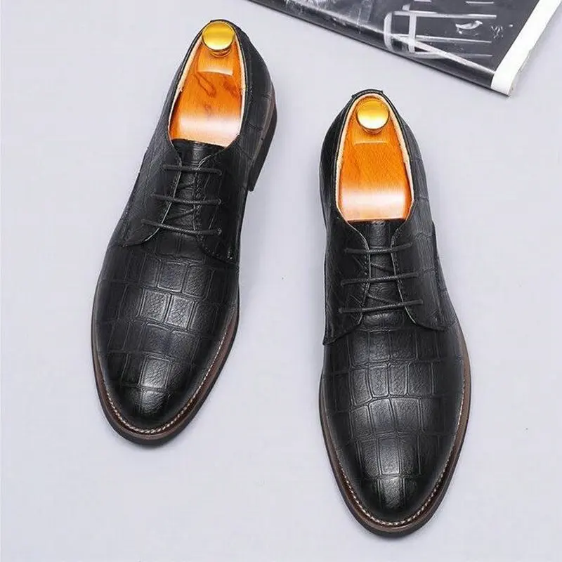 

Men Party Dress Pointed Toe Shoes 2019 Formal Shoes Men Leather Shoes Luxury Oxford For Men Business Wedding Shoes A21-39