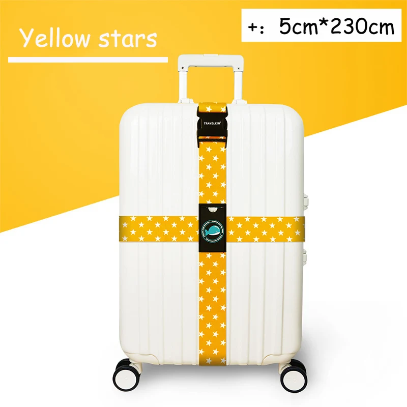 Yellow stars Багажный ремень, регулируемый ремень для путешествий, упаковка чемодана, безопасная Пряжка, веревка, багажный ремень, аксессуары для путешествий, разноцветные безопасные ремни - Цвет: Yellow stars
