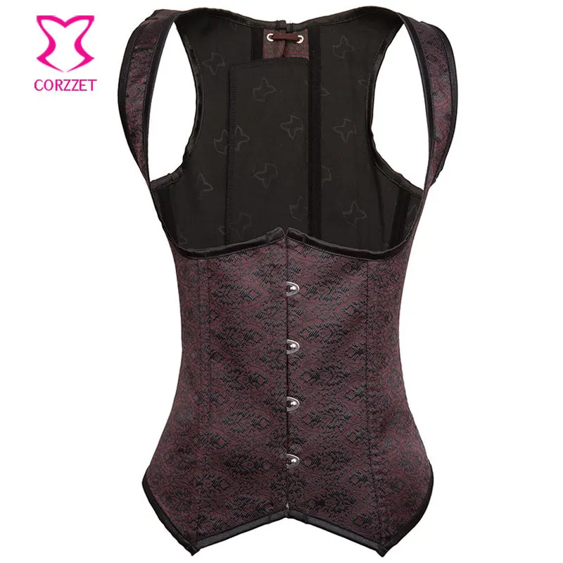

Floral Jacquard Full Back Open Cup Waist Trainer Vest Corset Underbust Burlesque Corsets and Bustiers Steampunk Women Corsage