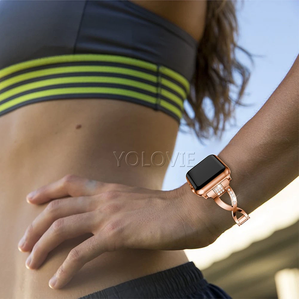 Металлический ремешок Yolovie для Apple Watch 38/40/44/42 мм браслет из нержавеющей стали с