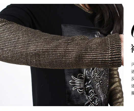 2016 винтажное платье для женщин зимнее с длинными рукавами и блестками принтом