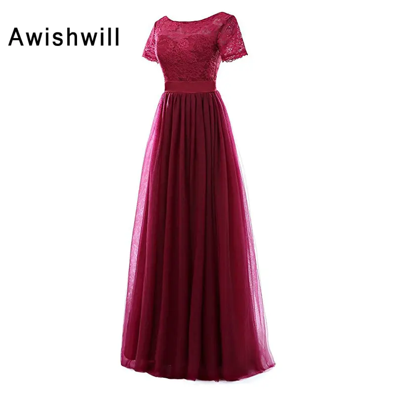 Дешевые Длинные женские элегантные вечерние платья бордового цвета праздничное