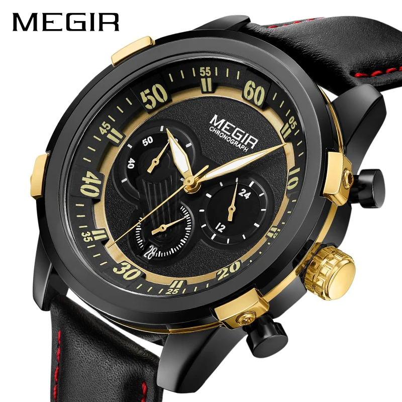 

MEGIR Chronograph Men Sport Watch Relogio Masculino Fashion Army Military Quartz Wrist Watches Clock Men Male Wristwatch 2067