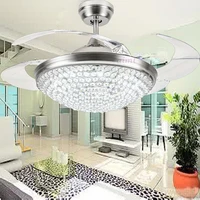 3642inch 92108cm 4color dimming contrk9 crystal ceiling fan moderncontemporary living room remote control led fan lights bedr