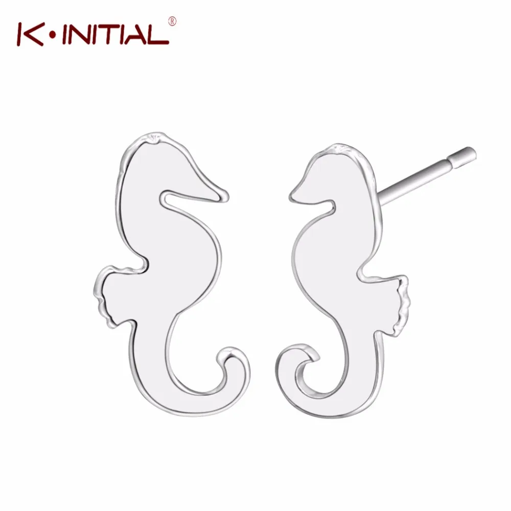 Kinitial женские серьги модные персонализированные морские в форме лошадей Летающая