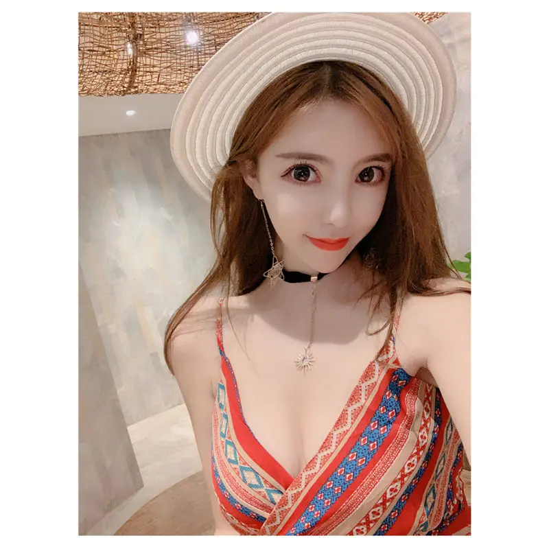 Шифоновое платье макси с V образным вырезом без рукавов|Женские платья| |