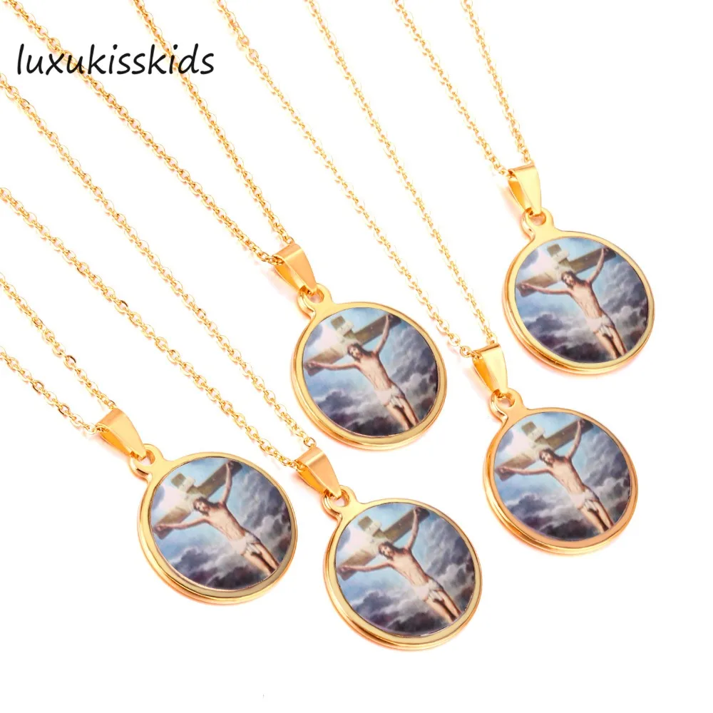 LUXUKISSKIDS оптовая торговля счастливая Золотая эмаль Пресвятой Девы Подвески
