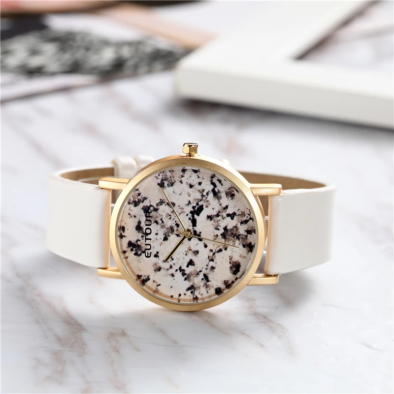 Eoutour Топ Марка мраморный Дизайн позолота чехол серии часы простой мультфильм